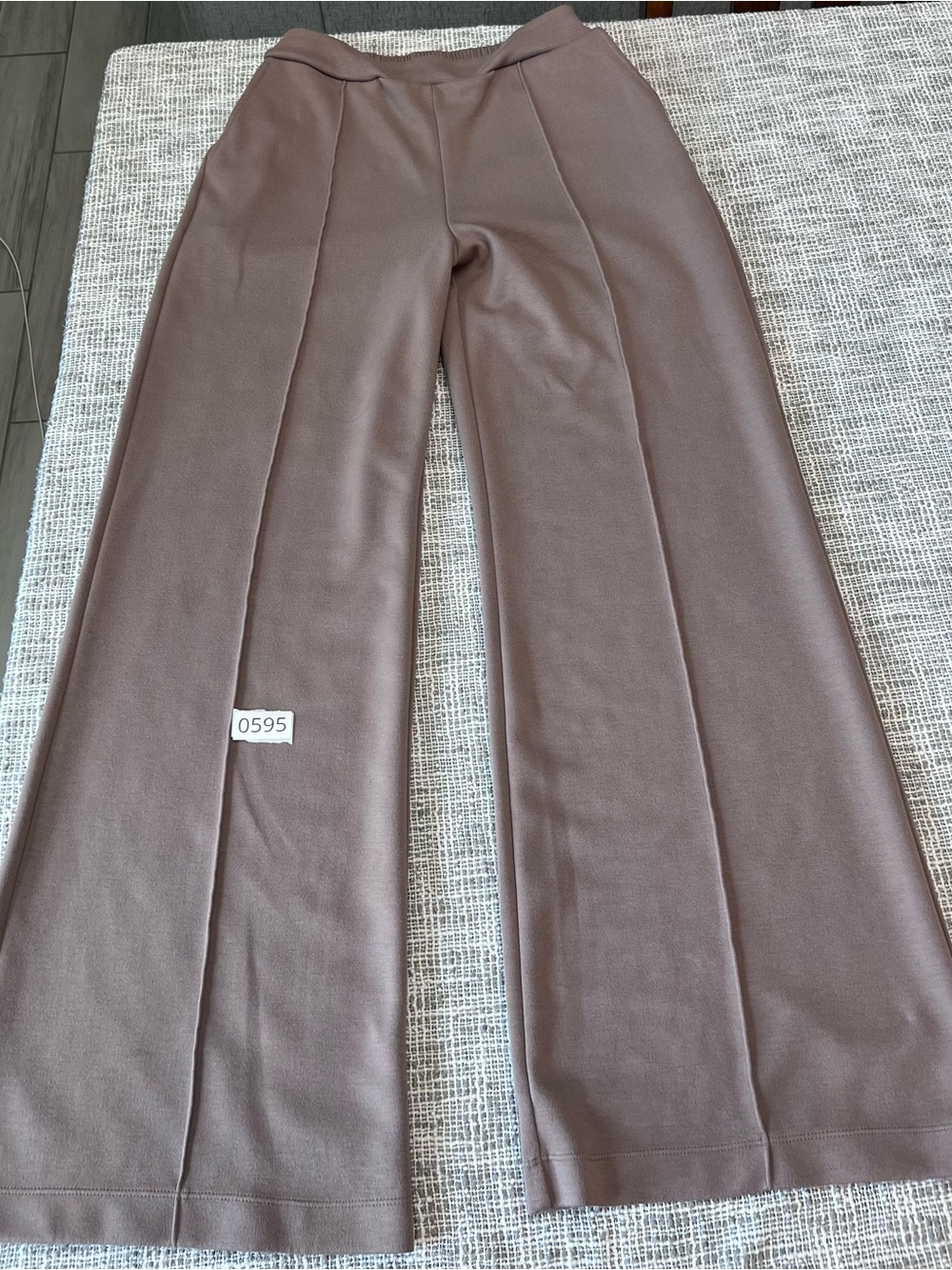 Wide-Leg Ponte Pants in Mauve Taupe